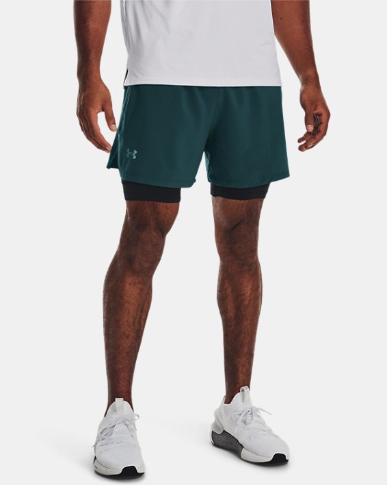 Men's UA Iso-Chill Run 2-in-1 Shorts, Green, pdpMainDesktop image number 0